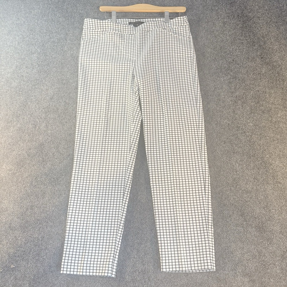 Zac & Rachel Womens Size 10 Black White Windowpane Pull On Dress Pants